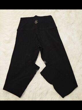 TNA Black High-Waist Leggings with Heart Gold Logo